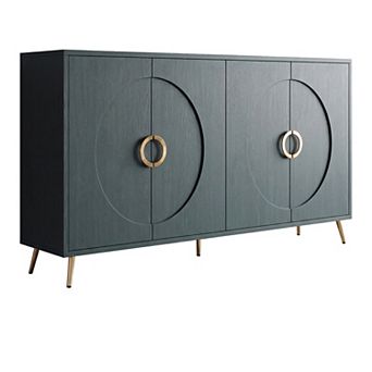 Trikiousd 60" Modern Wood Grain Sideboard Buffet Cabinet with 4 Doors & Adjustable Shelves