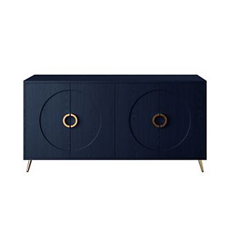 Trikiousd 60" Modern Wood Grain Sideboard Buffet Cabinet with 4 Doors & Adjustable Shelves