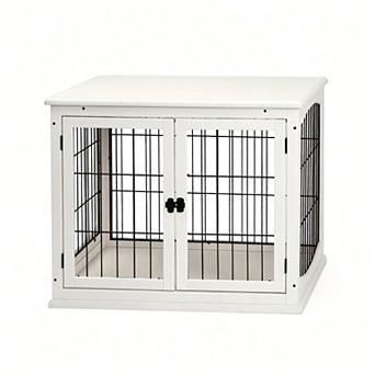 Trikiousd 2-in-1 Dog Crate End Table Furniture with Double Doors for Small Medium Dogs