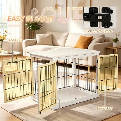 Trikiousd 2-in-1 Dog Crate End Table Furniture with Double Doors for Small Medium Dogs