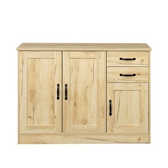Trikiousd Modern Wood Buffet Sideboard Cabinet with 3 Doors, 2 Drawers and Adjustable Shelf