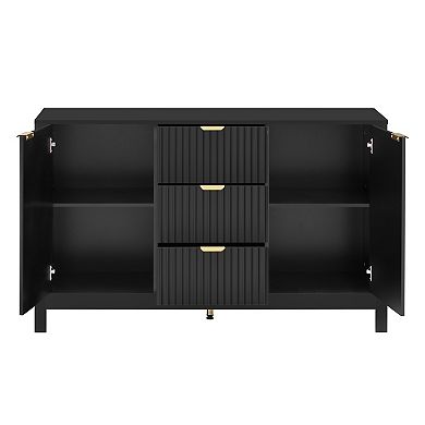 Trikiousd 47.2" Sideboard Buffet Cabinet with 3 Drawers, Adjustable Shelves & Soft-Close Doors