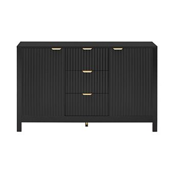 Trikiousd 47.2" Sideboard Buffet Cabinet with 3 Drawers, Adjustable Shelves & Soft-Close Doors