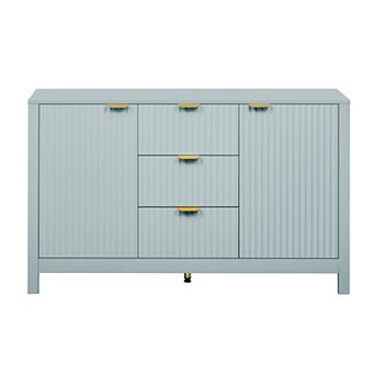 Trikiousd 47.2" Sideboard Buffet Cabinet with 3 Drawers, Adjustable Shelves & Soft-Close Doors