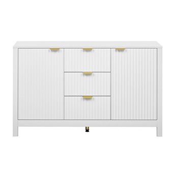 Trikiousd 47.2" Sideboard Buffet Cabinet with 3 Drawers, Adjustable Shelves & Soft-Close Doors