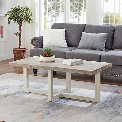Trikiousd Contemporary Coffee Table with Geometric Cross Base