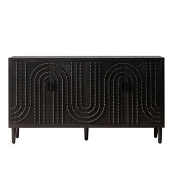 Trikiousd Modern Sideboard Cabinet with 4 Doors and Adjustable Shelves Storage