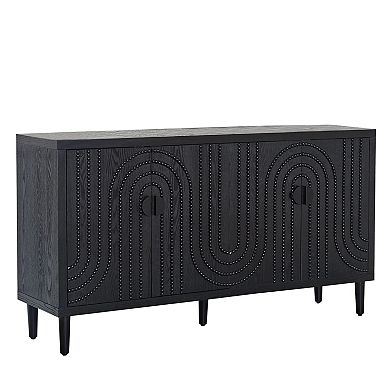 Trikiousd Modern Sideboard Cabinet with 4 Doors and Adjustable Shelves Storage