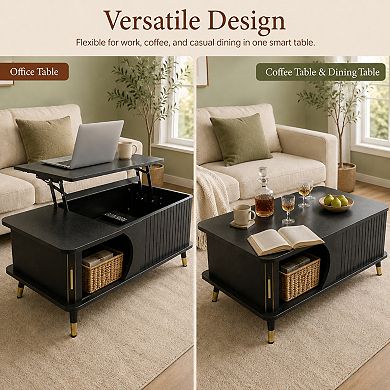 Trikiousd Wood Lift Top Coffee Table with Hidden Storage Compartment and Shelf