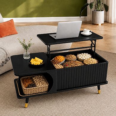 Trikiousd Wood Lift Top Coffee Table with Hidden Storage Compartment and Shelf