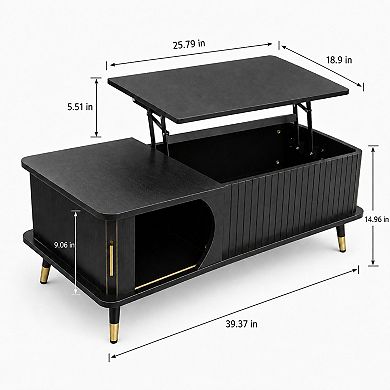 Trikiousd Wood Lift Top Coffee Table with Hidden Storage Compartment and Shelf