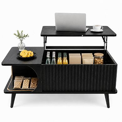 Trikiousd Wood Lift Top Coffee Table with Hidden Storage Compartment and Shelf