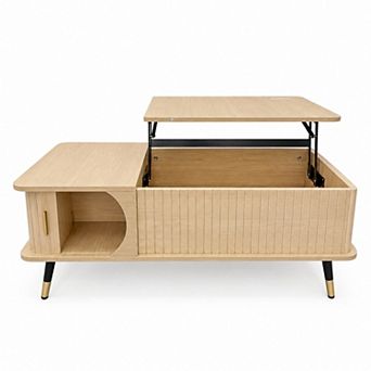 Trikiousd Wood Lift Top Coffee Table with Hidden Storage Compartment and Shelf