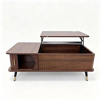 Trikiousd Wood Lift Top Coffee Table with Hidden Storage Compartment and Shelf