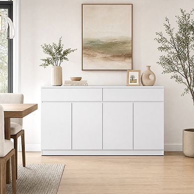 Trikiousd Sideboard Buffet Cabinet with Storage, 4 Door Kitchen Cabinet with Drawers