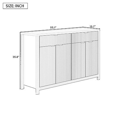 Trikiousd 55.1" Modern Sideboard Buffet Cabinet with 2 Drawers, 4 Doors & Adjustable Shelves