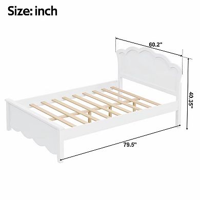 Pnronnc Flowers-shape Wingback Bed Wood Platform Bed Frame