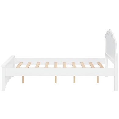 Pnronnc Flowers-shape Wingback Bed Wood Platform Bed Frame