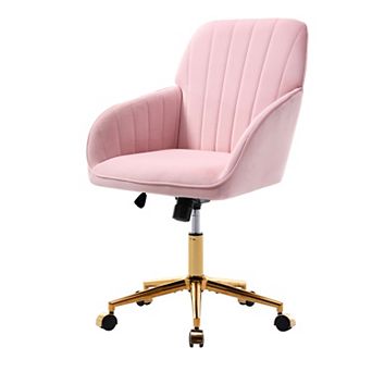 Pnronnc 360 Swivel Office Chair Adjustable Ergonomic Accent Chair Velvet Read Armchair Vanity Stool