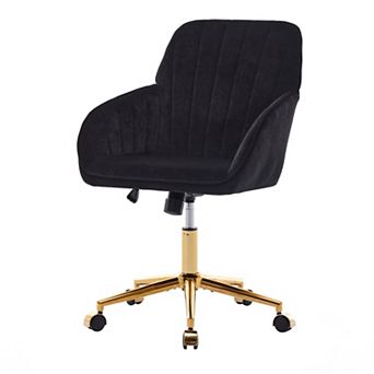 Pnronnc 360 Swivel Office Chair Adjustable Ergonomic Accent Chair Velvet Read Armchair Vanity Stool