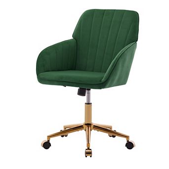 Pnronnc 360 Swivel Office Chair Adjustable Ergonomic Accent Chair Velvet Read Armchair Vanity Stool