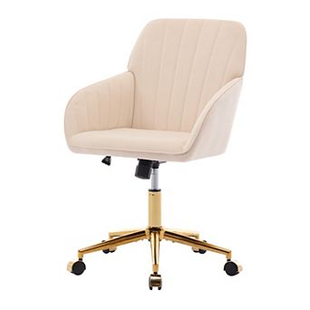 Pnronnc 360 Swivel Office Chair Adjustable Ergonomic Accent Chair Velvet Read Armchair Vanity Stool