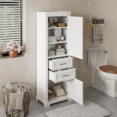 Trikiousd Tall Bath Cabinet Freestanding Bathroom Storage Organizer