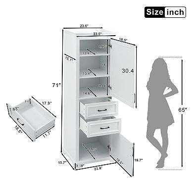 Trikiousd Tall Bath Cabinet Freestanding Bathroom Storage Organizer