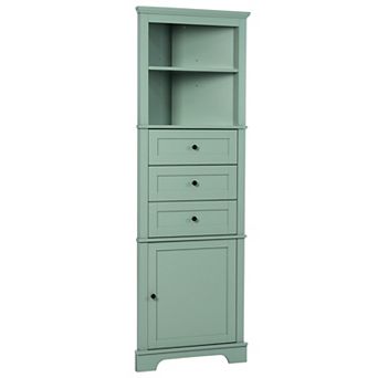 Trikiousd Tall Corner Cabinet Triangle Bath Storage Cabinet