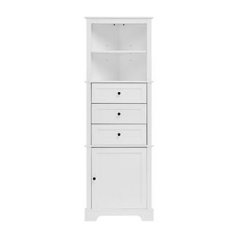 Trikiousd Tall Corner Cabinet Triangle Bath Storage Cabinet