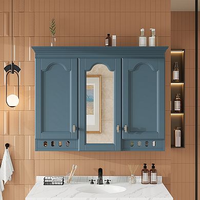 Trikiousd Wall-Mount Mirror Cabinet Floating Bathroom Storage Cabinet Organizer