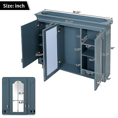 Trikiousd Wall-Mount Mirror Cabinet Floating Bathroom Storage Cabinet Organizer