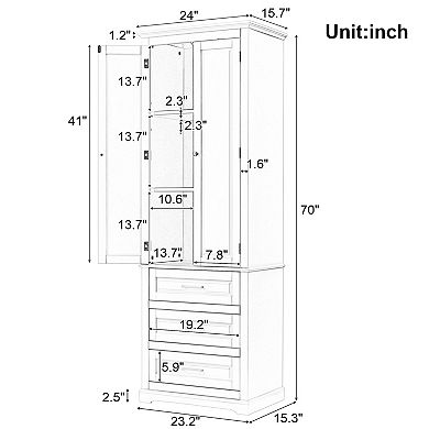Trikiousd Tall Bathroom Cabinet Freestanding Storage Organizer Cabinet