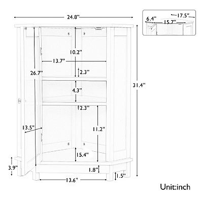 Trikiousd Triangle Storage Cabinet Bathroom Corner Cabinet
