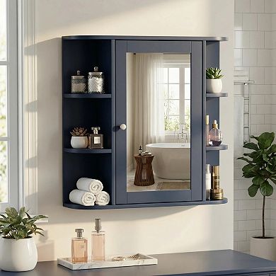 Trikiousd Floating Mirror Cabinet Wall-Mounted Bathroom Storage Cabinet Medicine Cabinet