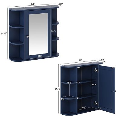 Trikiousd Floating Mirror Cabinet Wall-Mounted Bathroom Storage Cabinet Medicine Cabinet