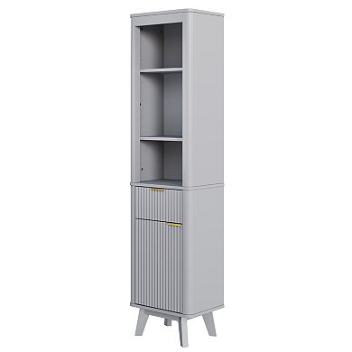 Trikiousd Tall Slim Bathroom Cabinet Fluted Bathroom Storage Organizer