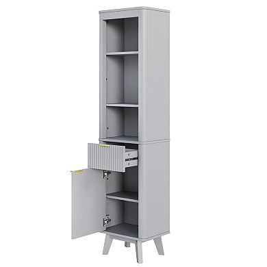 Trikiousd Tall Slim Bathroom Cabinet Fluted Bathroom Storage Organizer