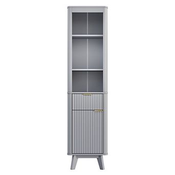Trikiousd Tall Slim Bathroom Cabinet Fluted Bathroom Storage Organizer