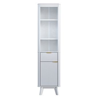 Trikiousd Tall Slim Bathroom Cabinet Fluted Bathroom Storage Organizer