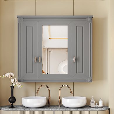 Trikiousd Floating Bathroom Storage Cabinet Wall Cabinet with Mirror