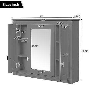 Trikiousd Floating Bathroom Storage Cabinet Wall Cabinet with Mirror
