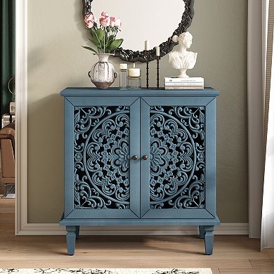 Trikiousd Hollow-Carved Accent Cabinet Storage Sideboard