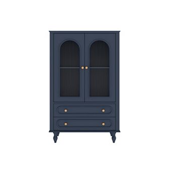 Trikiousd Arched Buffet Sideboard Storage Cabinet Glass Display Cabinet