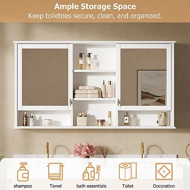 Trikiousd Large Wall-Mount Mirror Cabinet Floating Storage Cabinet Organizer for Bathroom Vanity
