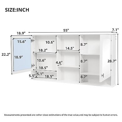 Trikiousd Large Wall-Mount Mirror Cabinet Floating Storage Cabinet Organizer for Bathroom Vanity