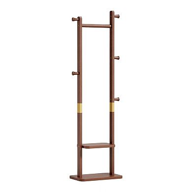 Trikiousd Solid Wood Coat Rack Hall Tree Clothes Rail