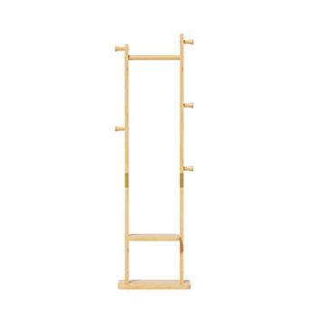 Trikiousd Solid Wood Coat Rack Hall Tree Clothes Rail