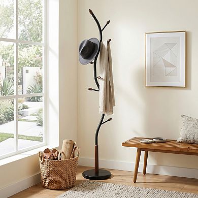Trikiousd Standing Coat Rack 9-Hooks Hall Tree