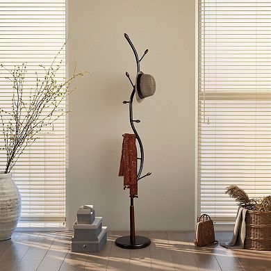 Trikiousd Standing Coat Rack 9-Hooks Hall Tree